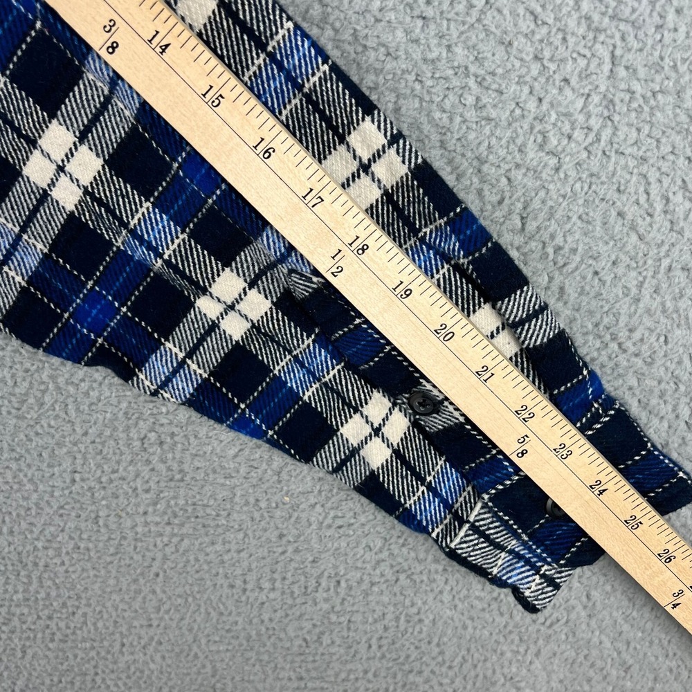 Orvis Shirt Mens Extra Large Heavyweight Flannel Blue Plaid Pockets Shacket - Picture 14 of 14